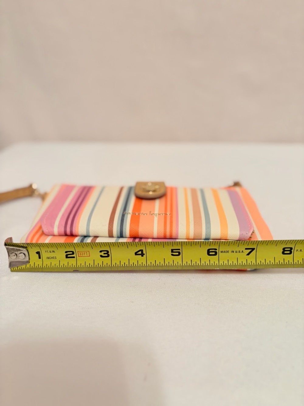 Nanette Lepore Striped Wristlet - Pink, Orange, Tan, Purple, Blue - Picture 11 of 12